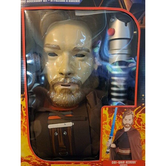 Star Wars Costume Kids One Size Obi Wan Kenobi Jedi Cosplay Kit Lightsaber Cloak - Picture 7 of 7